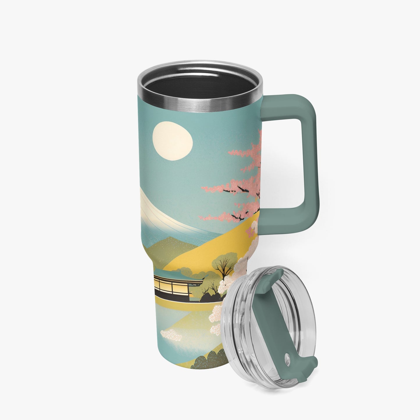 Moonlit Fuji Tumbler Cup grey/green Handle