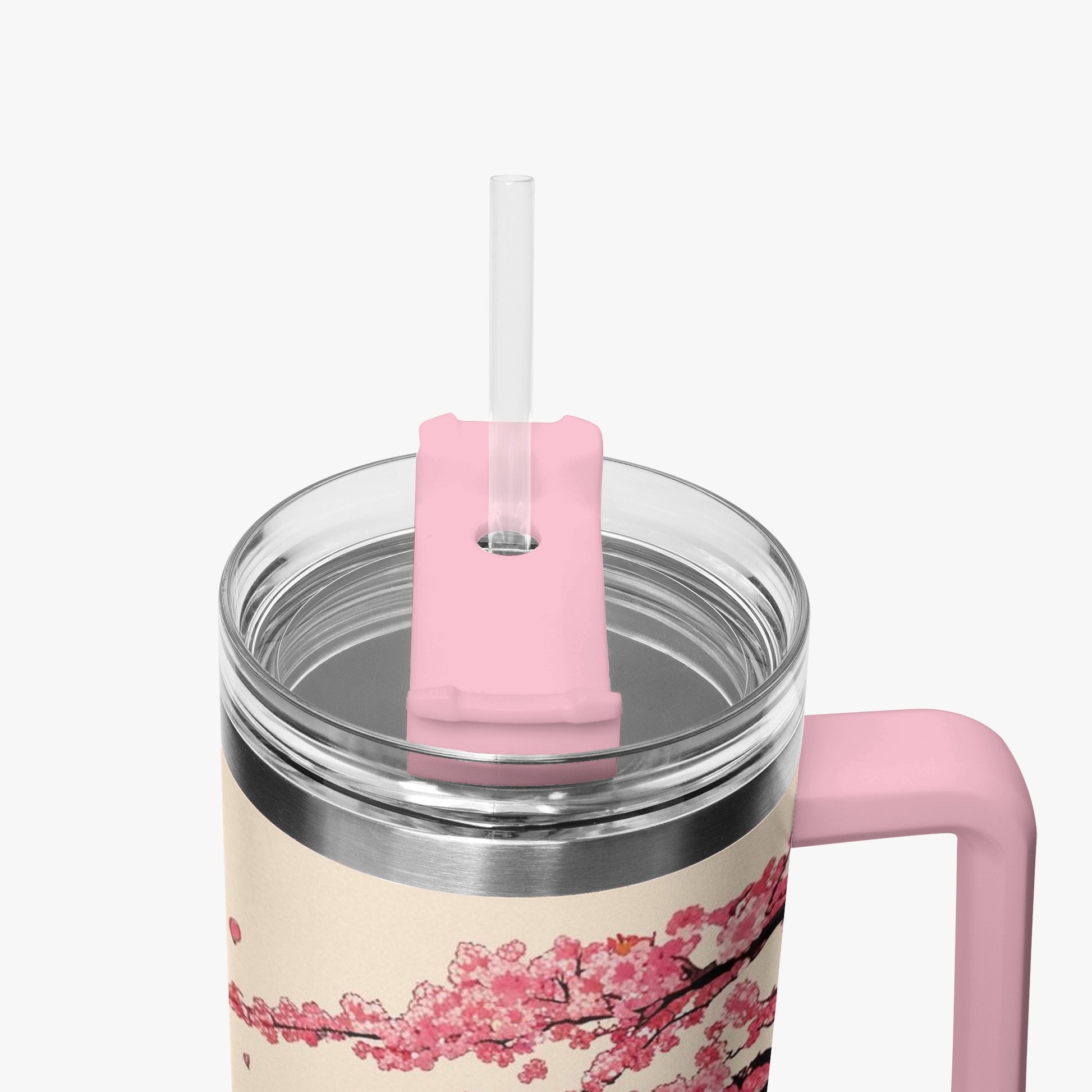 The Great Wave Tumbler Cup Pink handle