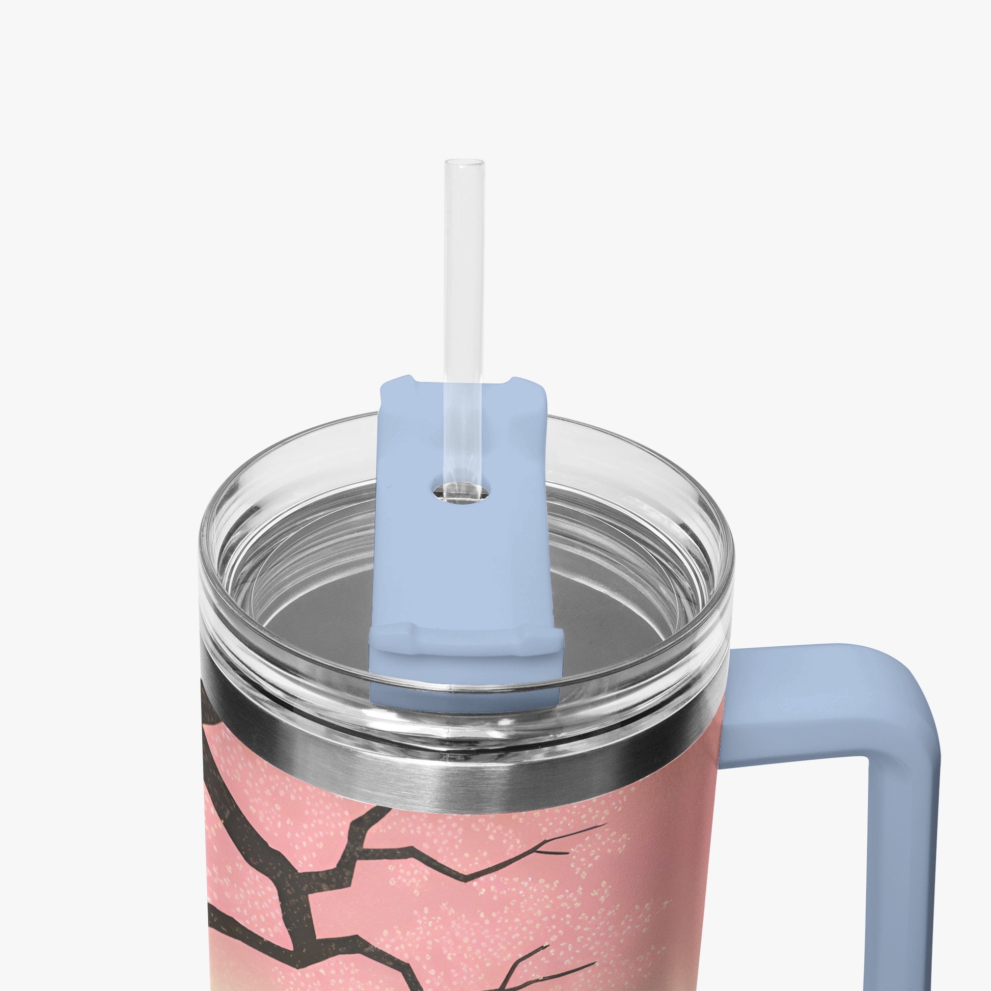 Fuji Dreams Car Tumbler Cup light blue Handle