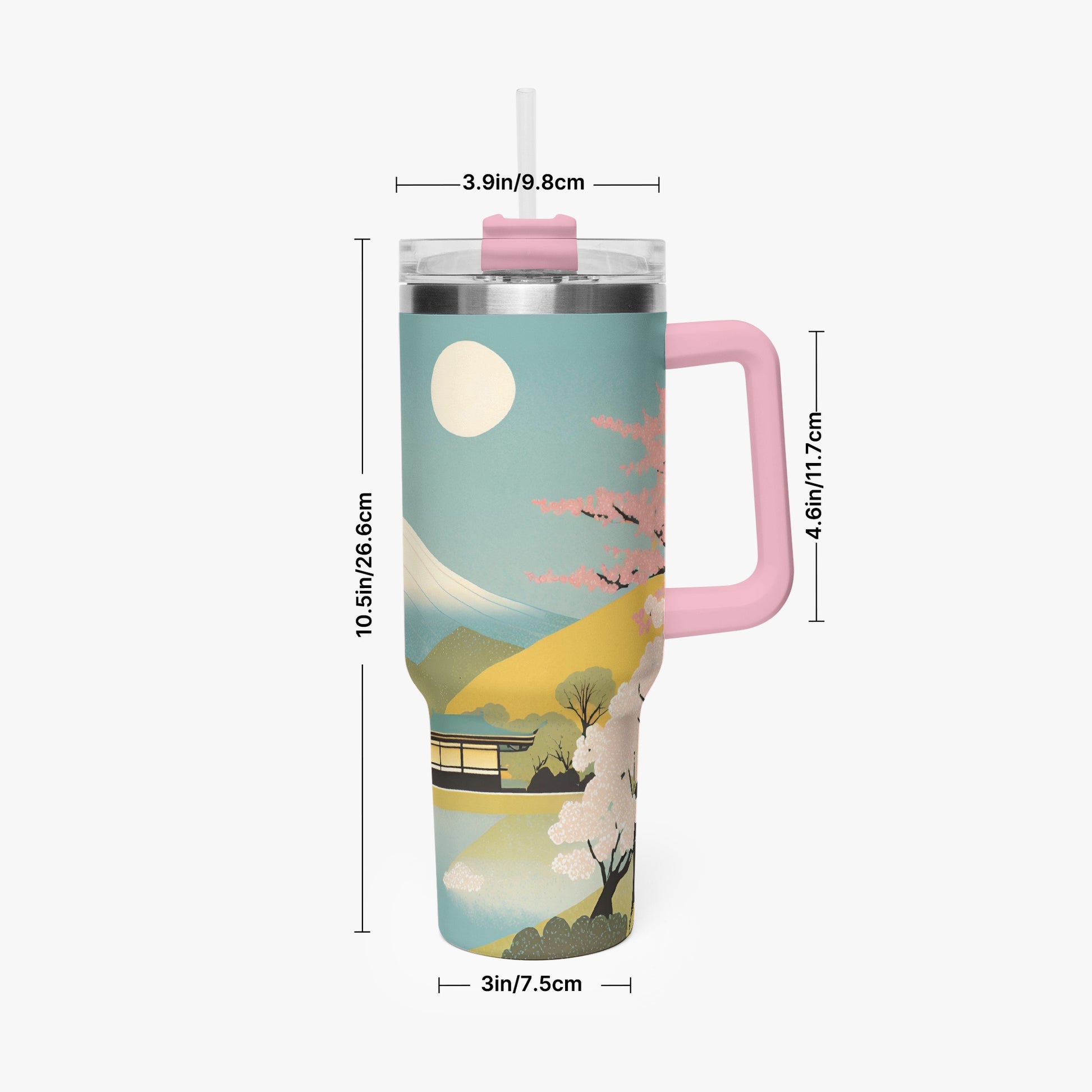 Moonlit Fuji Tumbler Cup Pink Handle