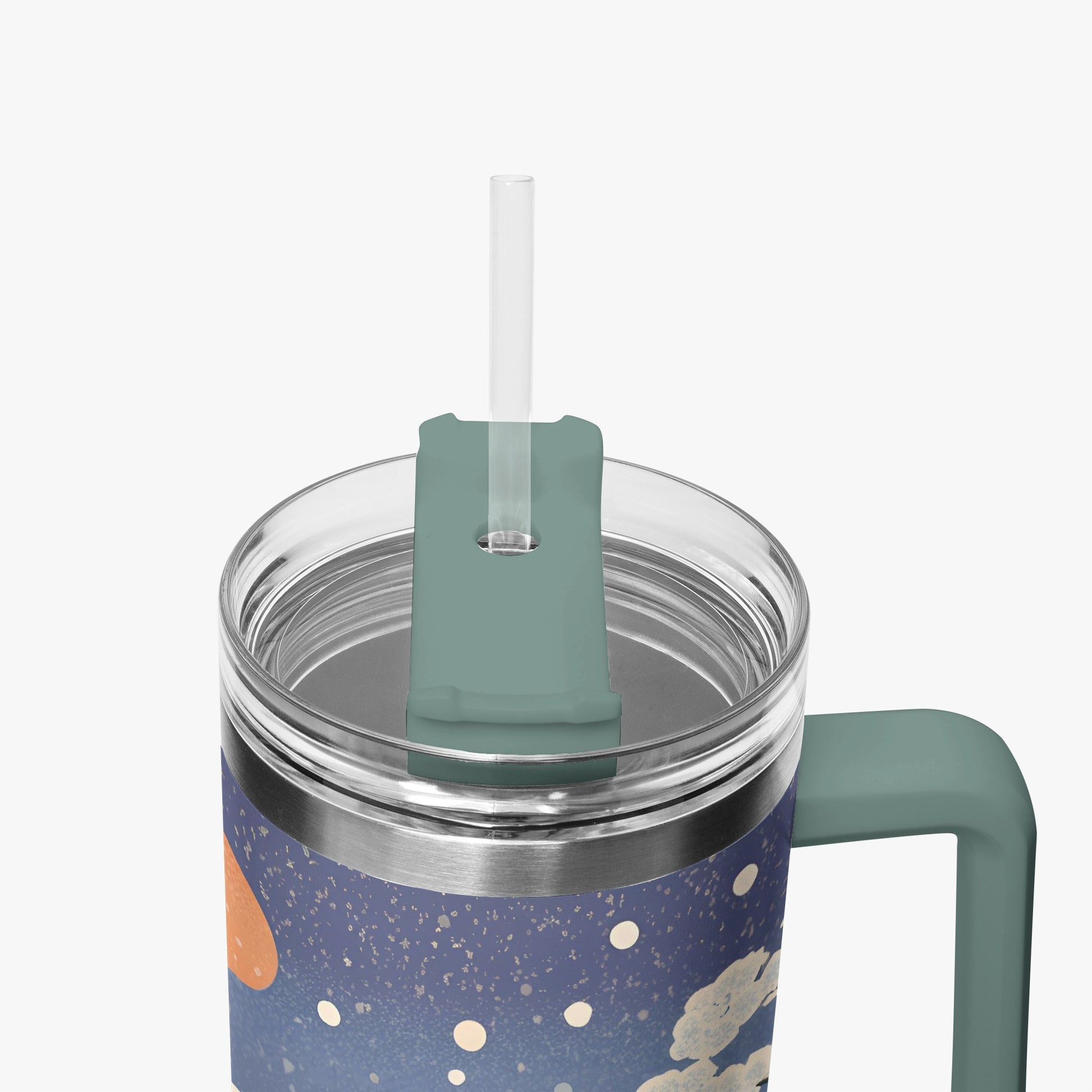 Winter Serenity Tumbler Cup grey green Handle