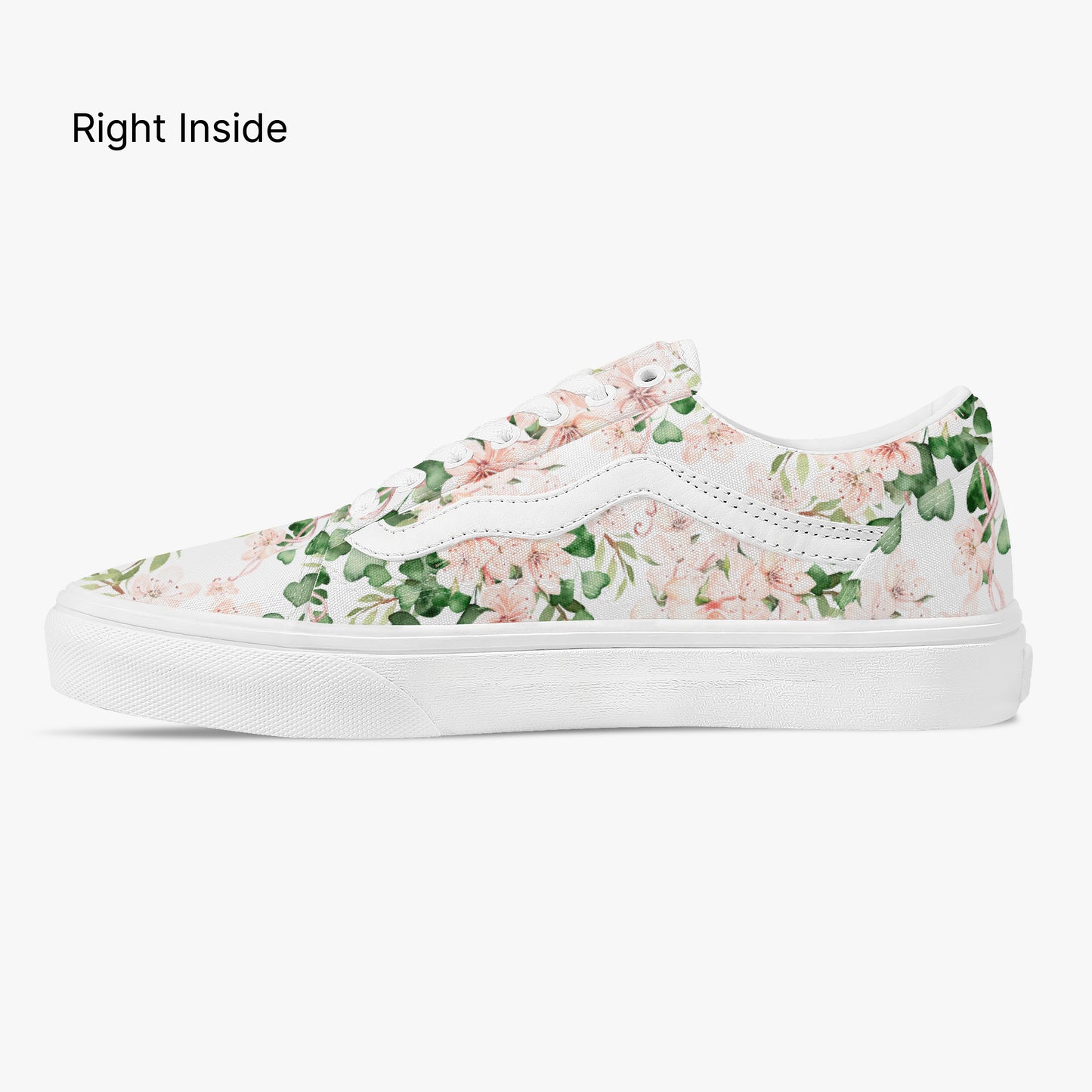 Floral-patterned sneaker on a white background