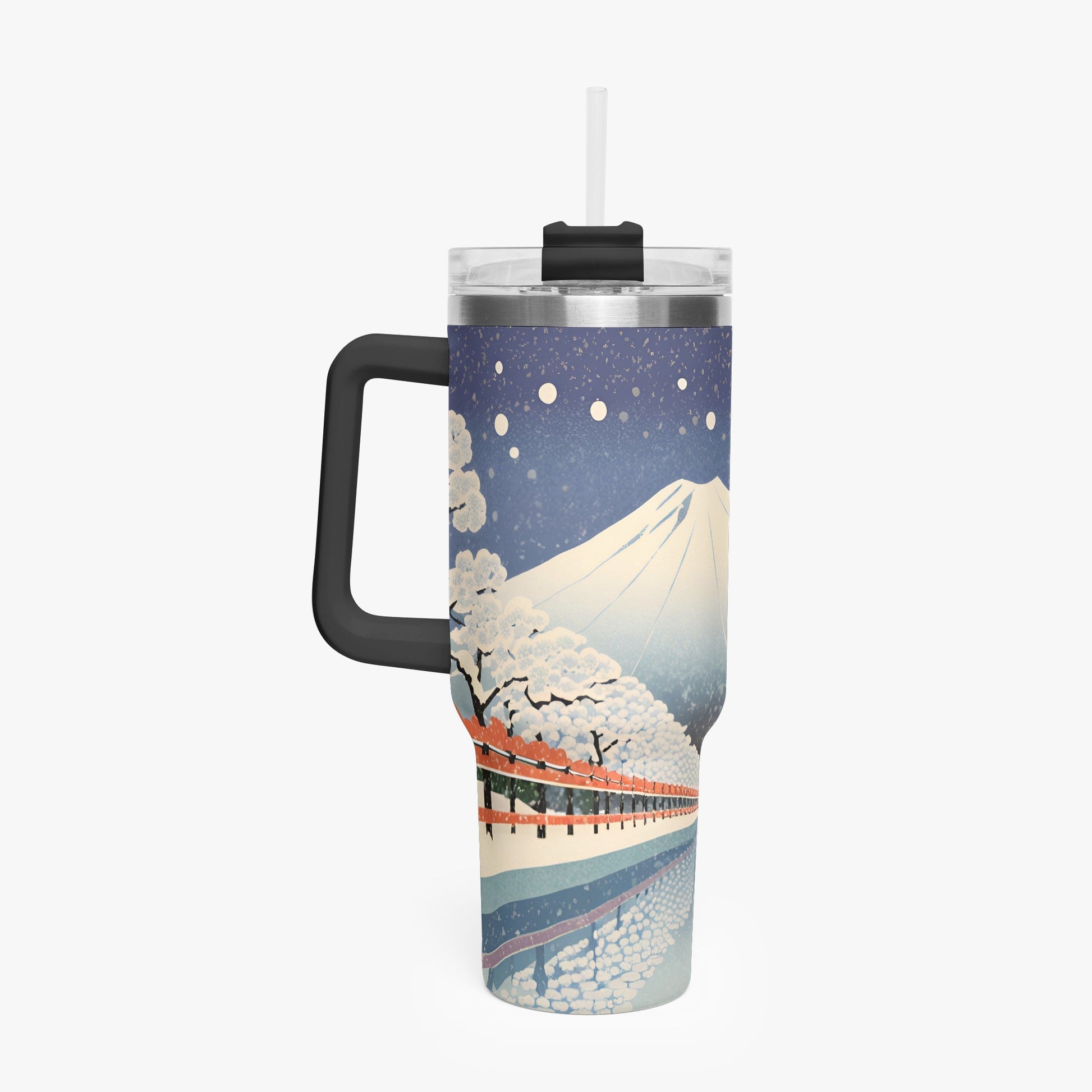 Winter Serenity Tumbler Cup Black Handle