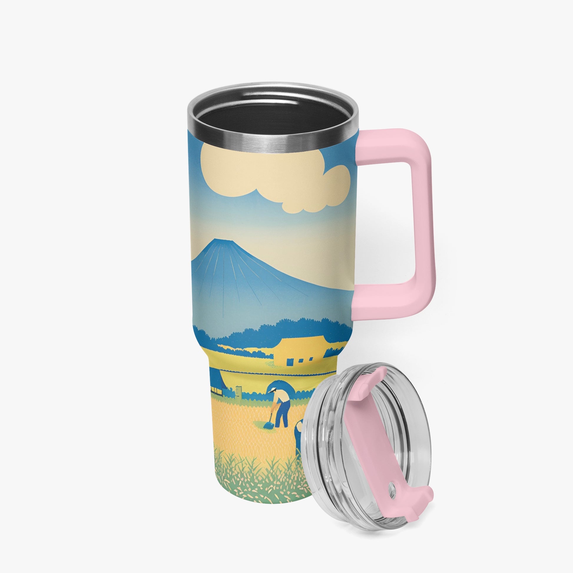 Golden Fields Tumbler Cup Pink Handle