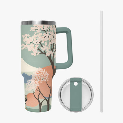 Spring Moon Tumbler Cup grey green Handle