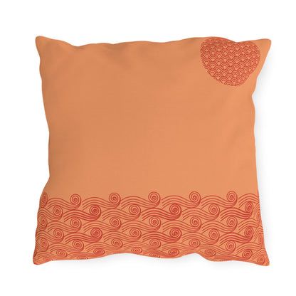 Japanese Sun-Kissed Waves Outdoor Pillows