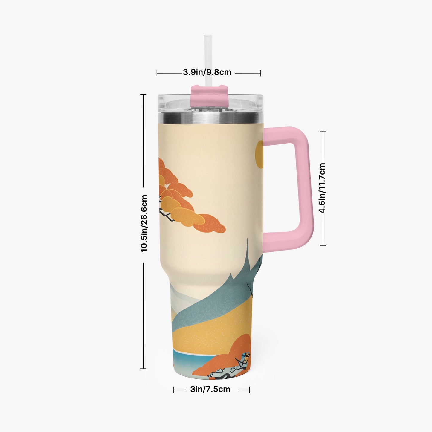 Autumn Majesty Tumbler Cup Pink Handle