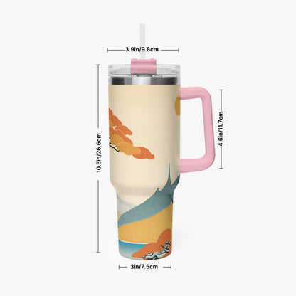 Autumn Majesty Tumbler Cup Pink Handle