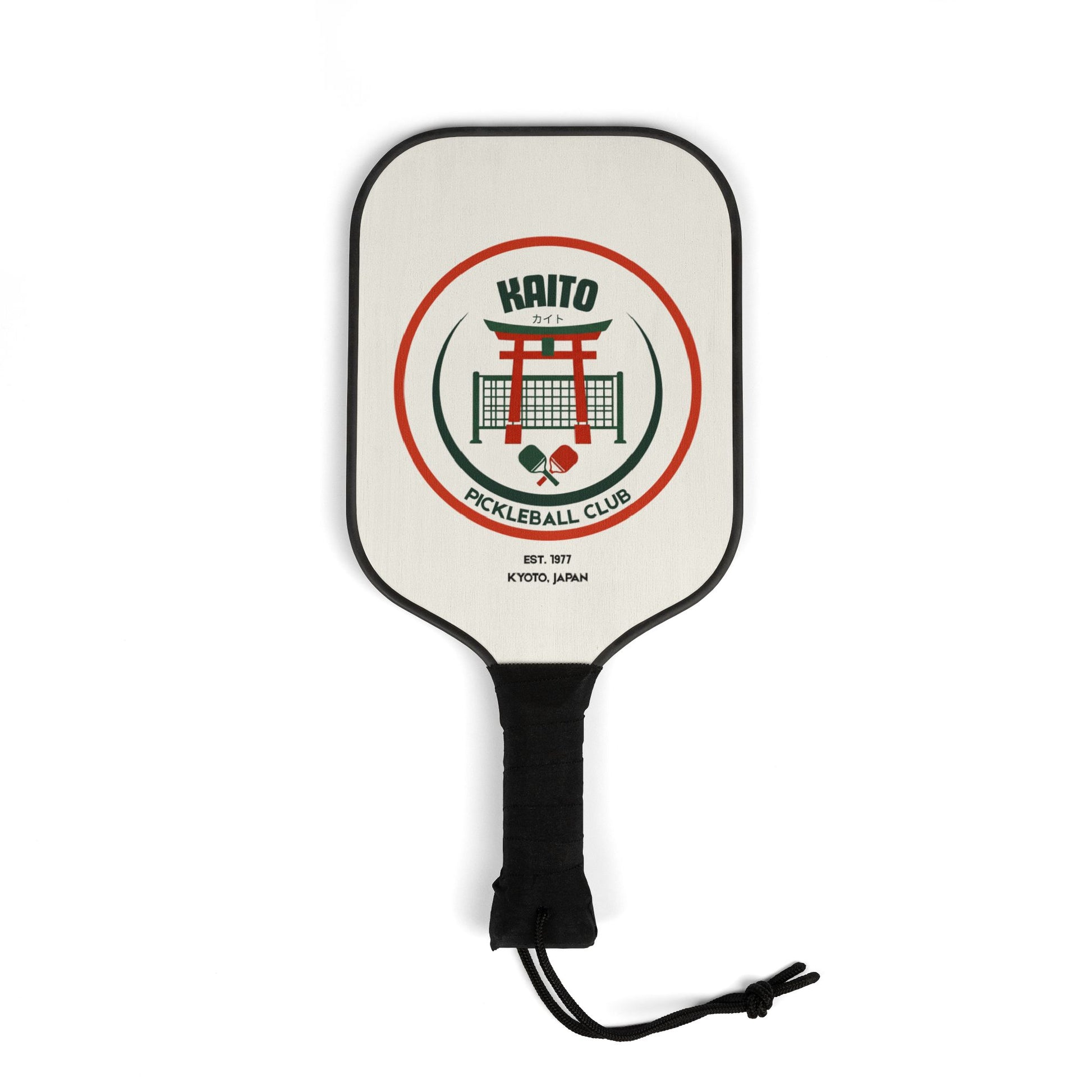 Pickleball paddle with Kaito Pickleball Club logo on a white background