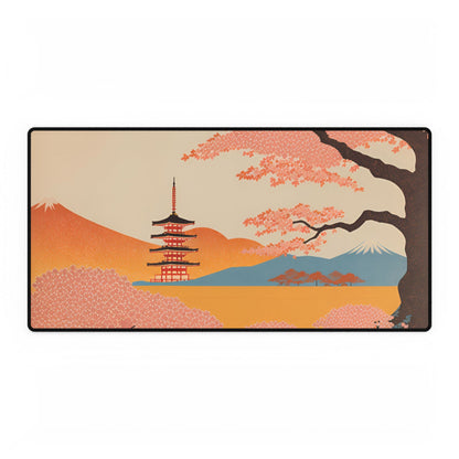 Five-Storied Pagoda Desk Mat | Large Mousepad for Work