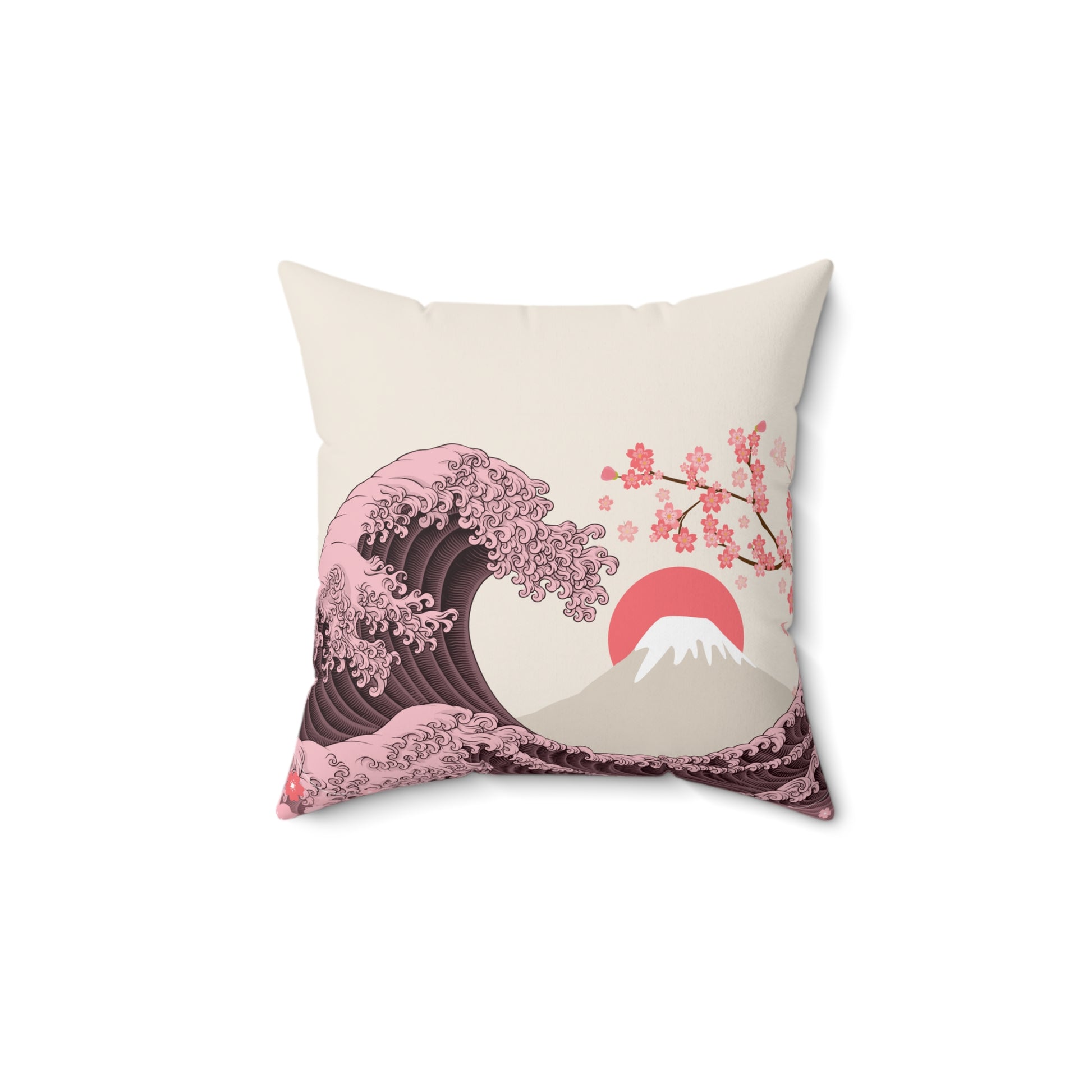 The Light Pink Great Wave Square Pillow