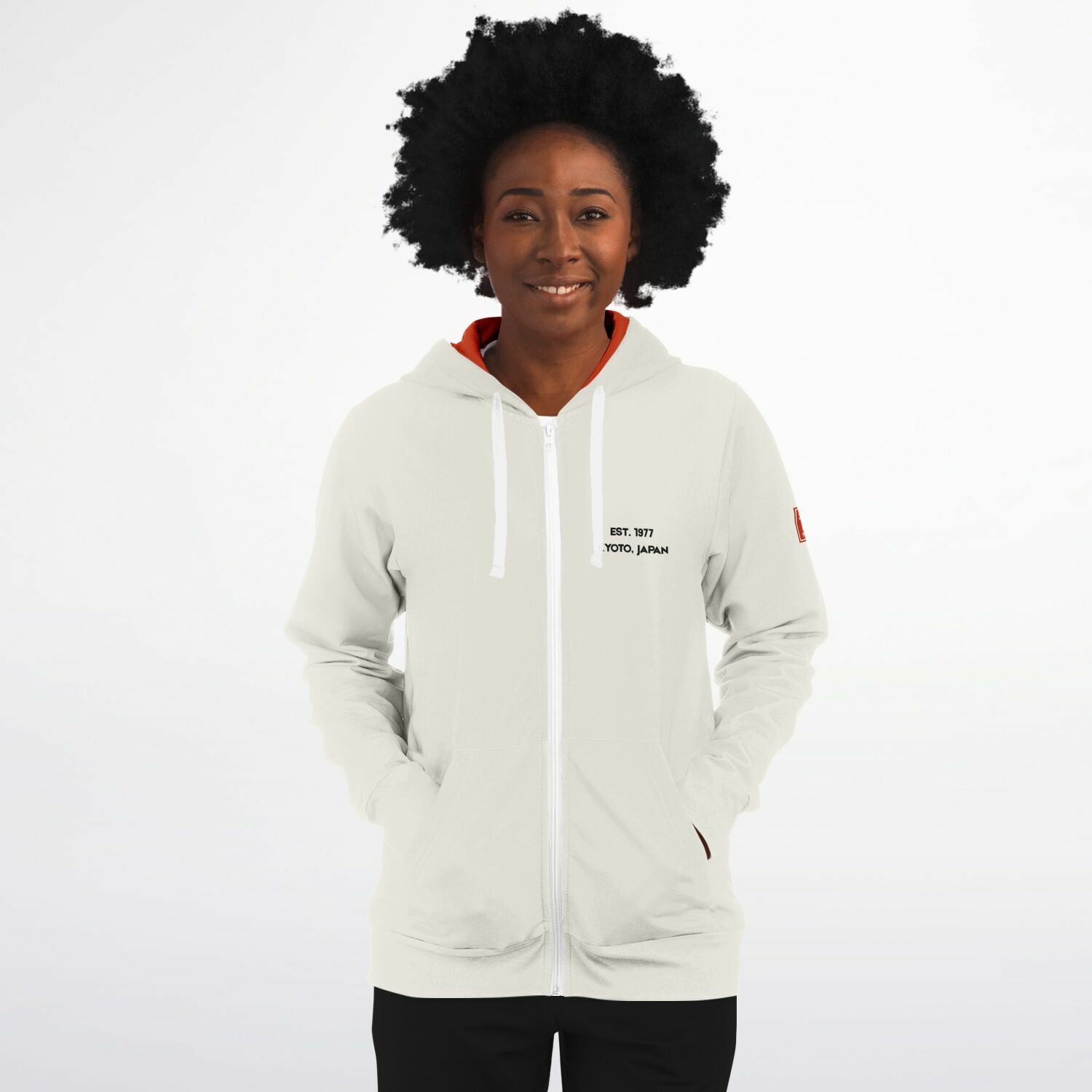 KAITO1977 Unisex Zip-Up Hoodie in a premium dark minimalist colorway featuring a clean Japanese stylized Pickleball Club crest on the chest.