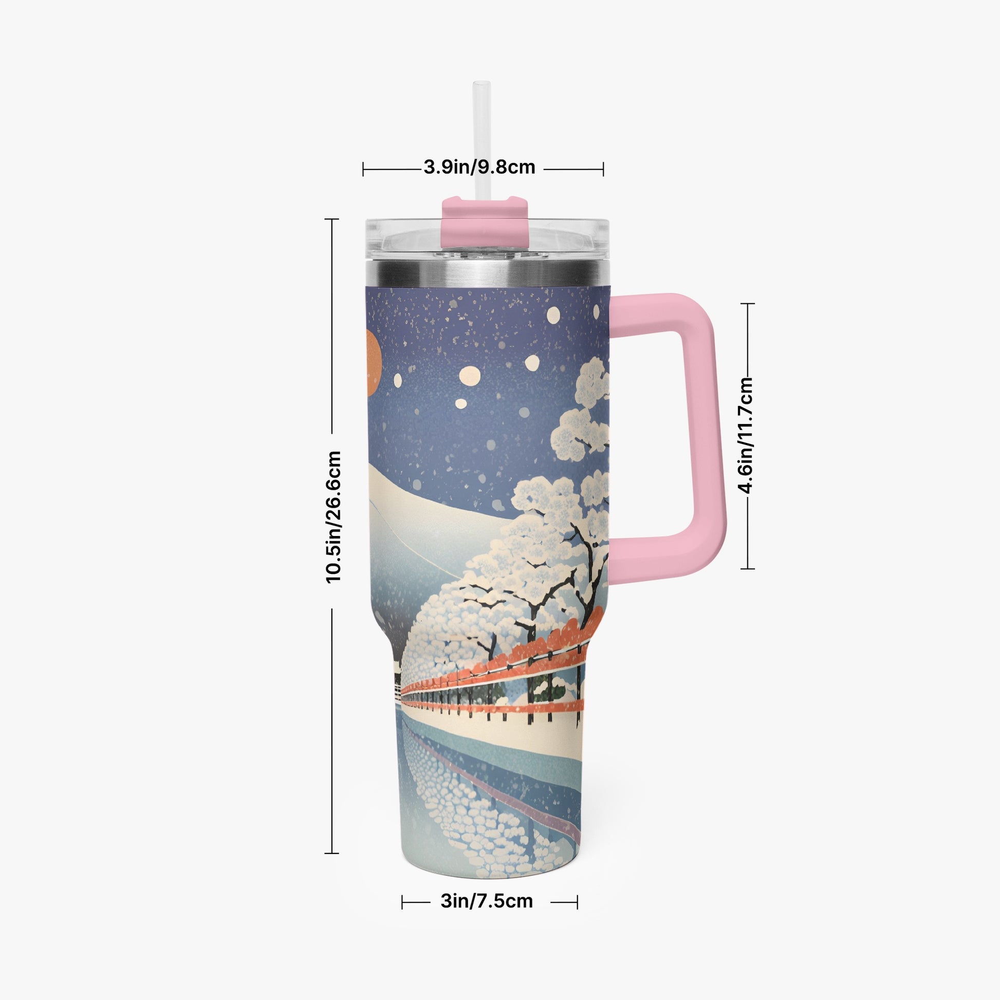 Winter Serenity Tumbler Cup Pink Handle