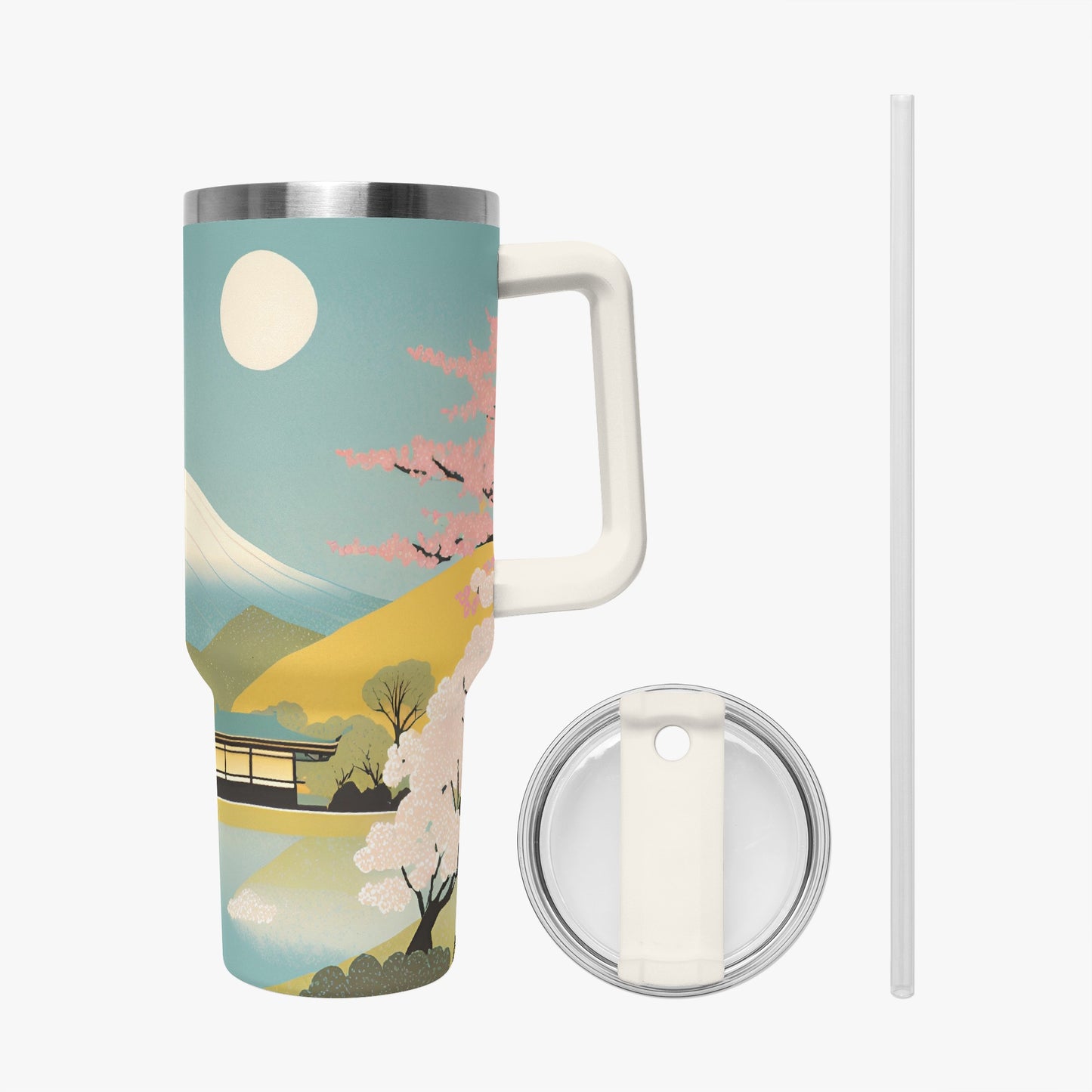 Moonlit Fuji Tumbler Cup White Handle