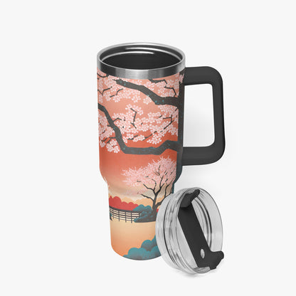 Springtime Serenity Tumbler Cup black Handle