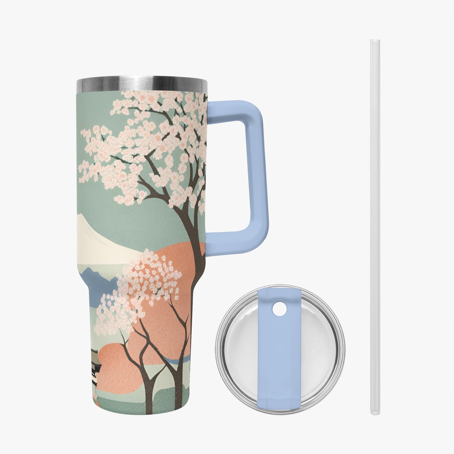 Spring Moon Tumbler Cup light blue Handle