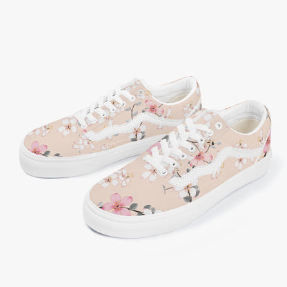 Floral patterned sneakers on a white background