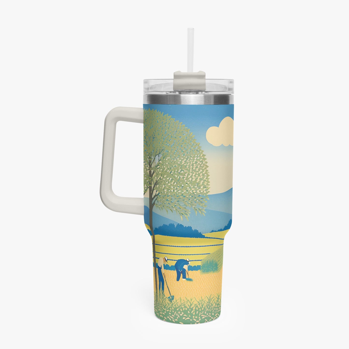 Golden Fields Tumbler Cup White Handle