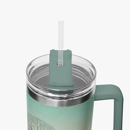 Winter's Solitude Tumbler Cup grey green Handle