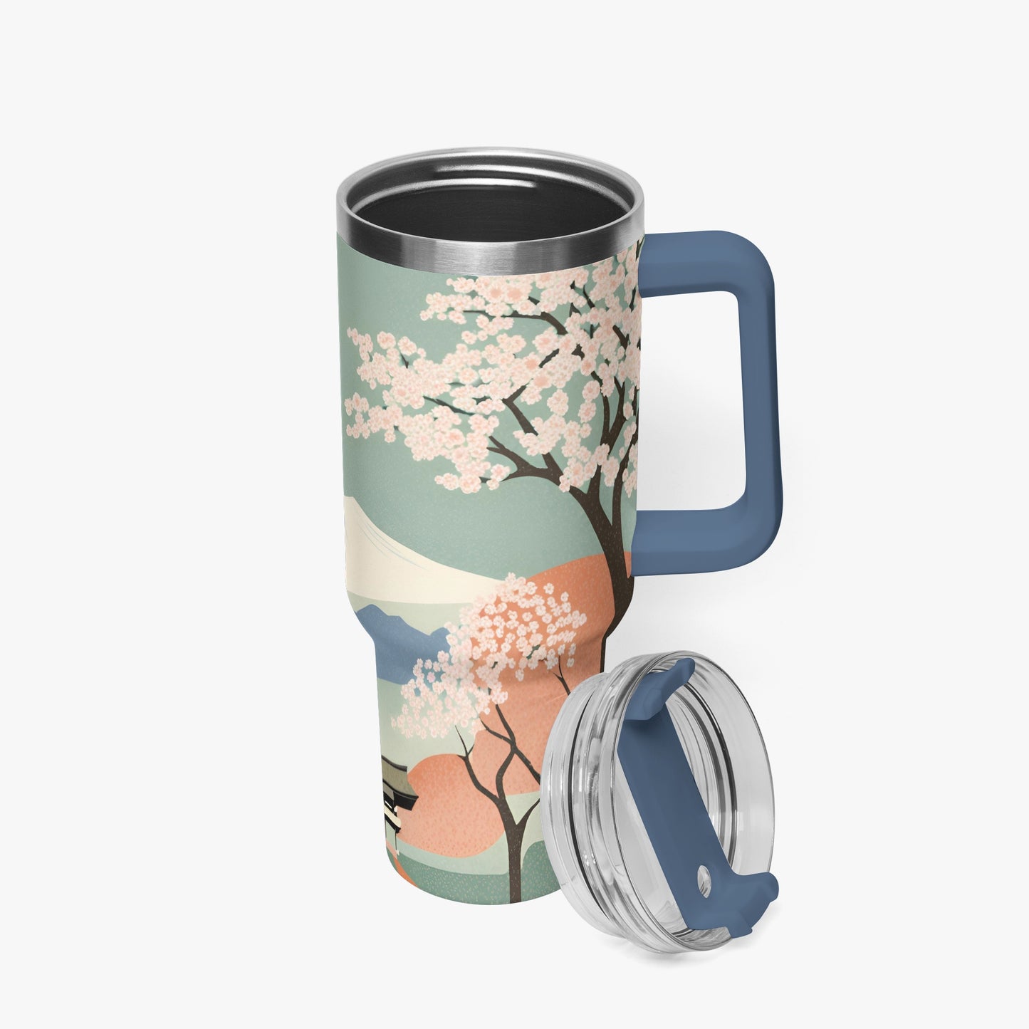 Spring Moon Tumbler Cup Blue Handle