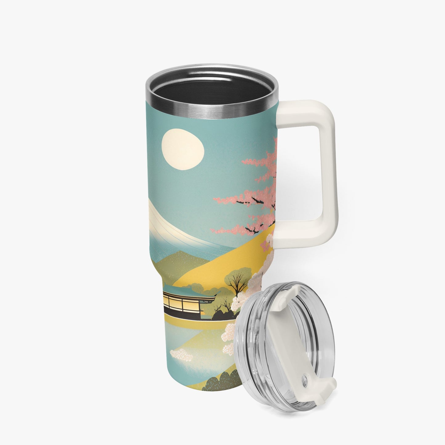 Moonlit Fuji Tumbler Cup White Handle