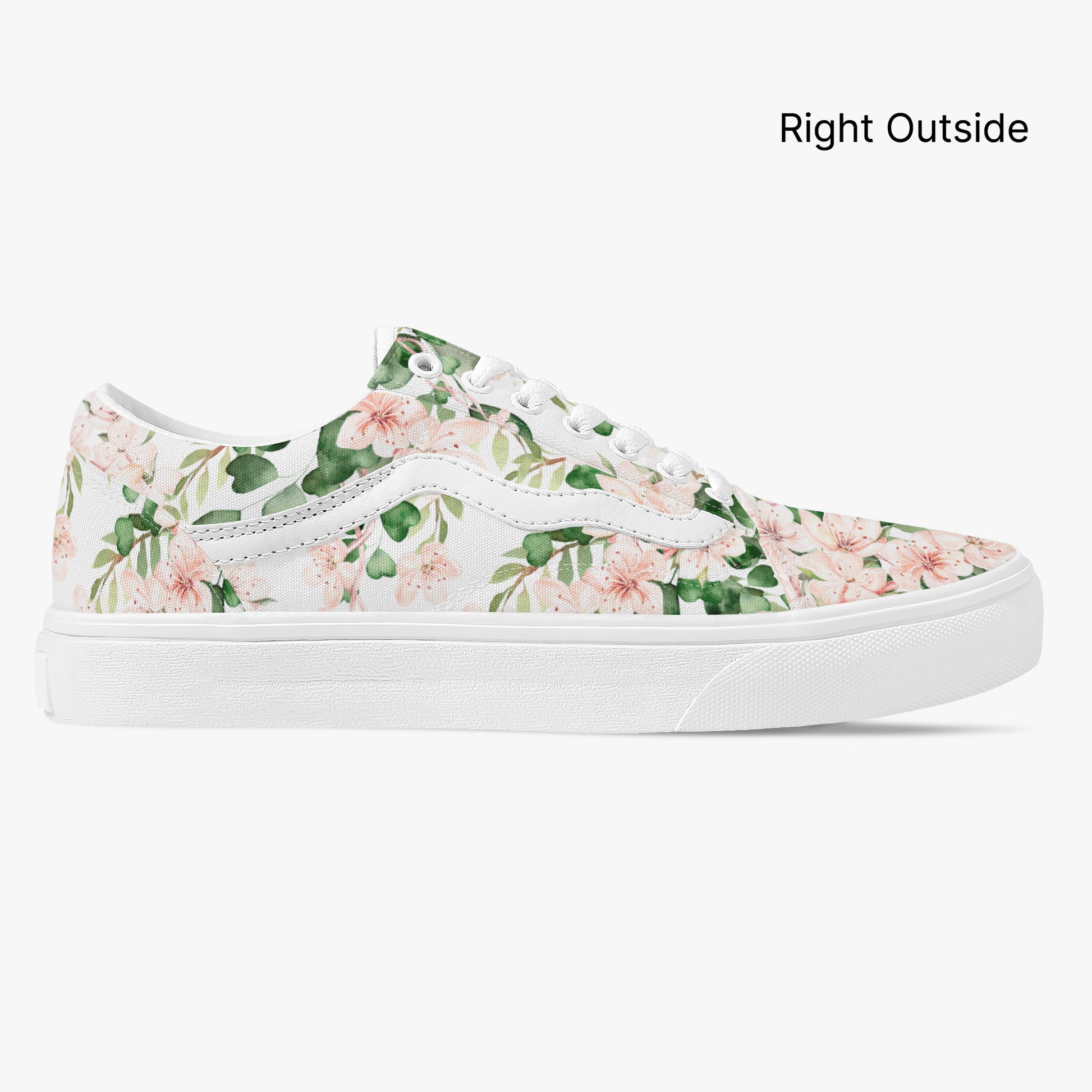 Floral-patterned sneaker on a white background