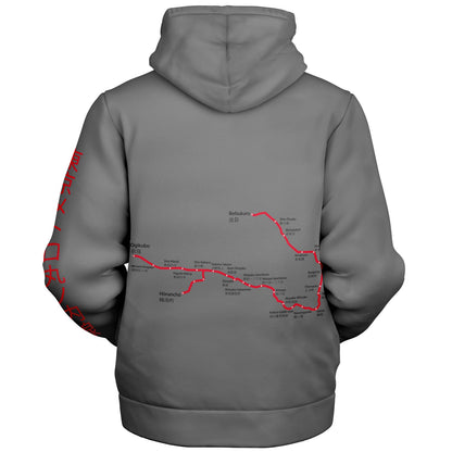 Marunouchi Line Ultra-Soft Microfleece Red and Grey Zip Hoodie