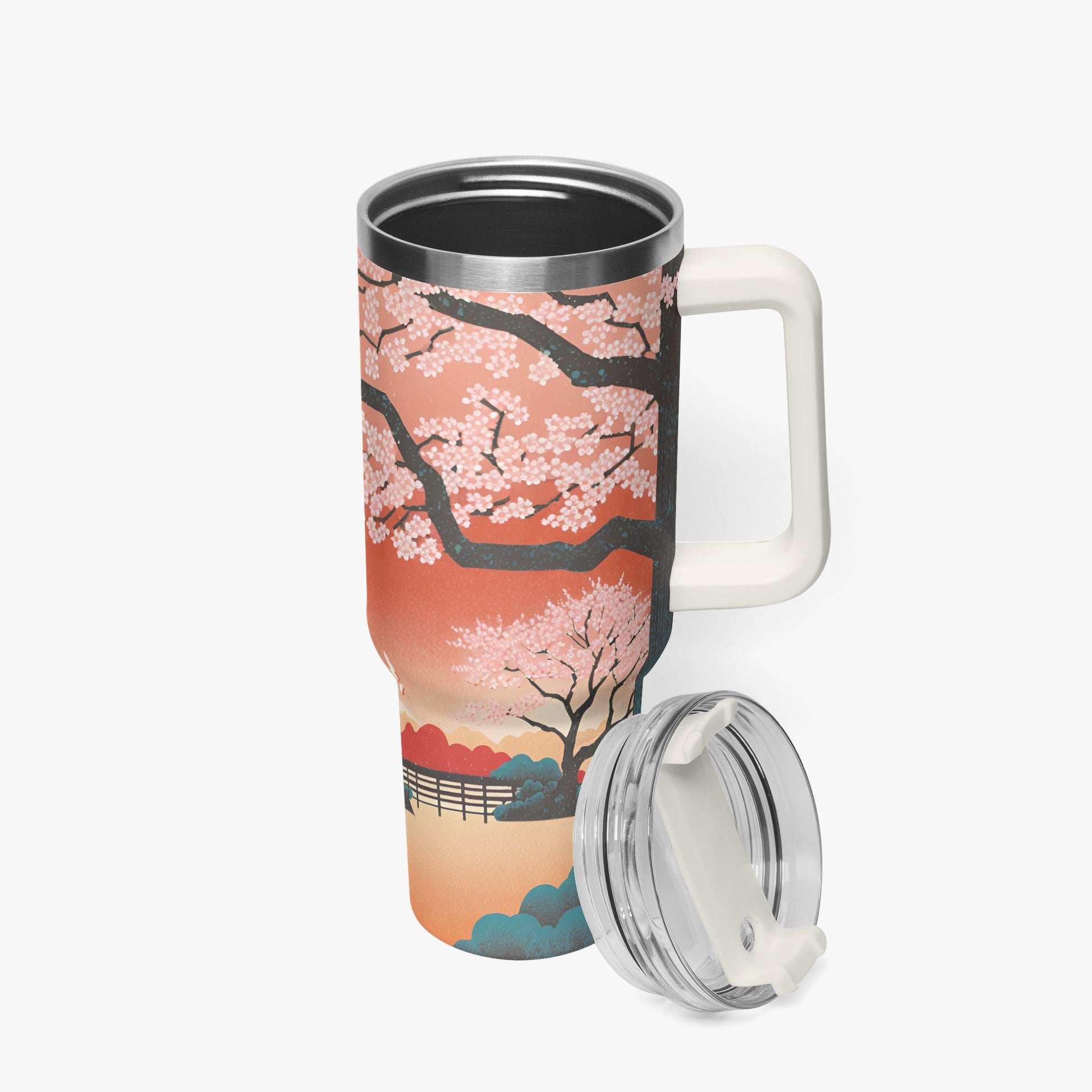 Springtime Serenity Tumbler Cup white Handle