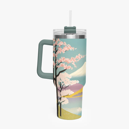 Moonlit Fuji Tumbler Cup grey/green Handle