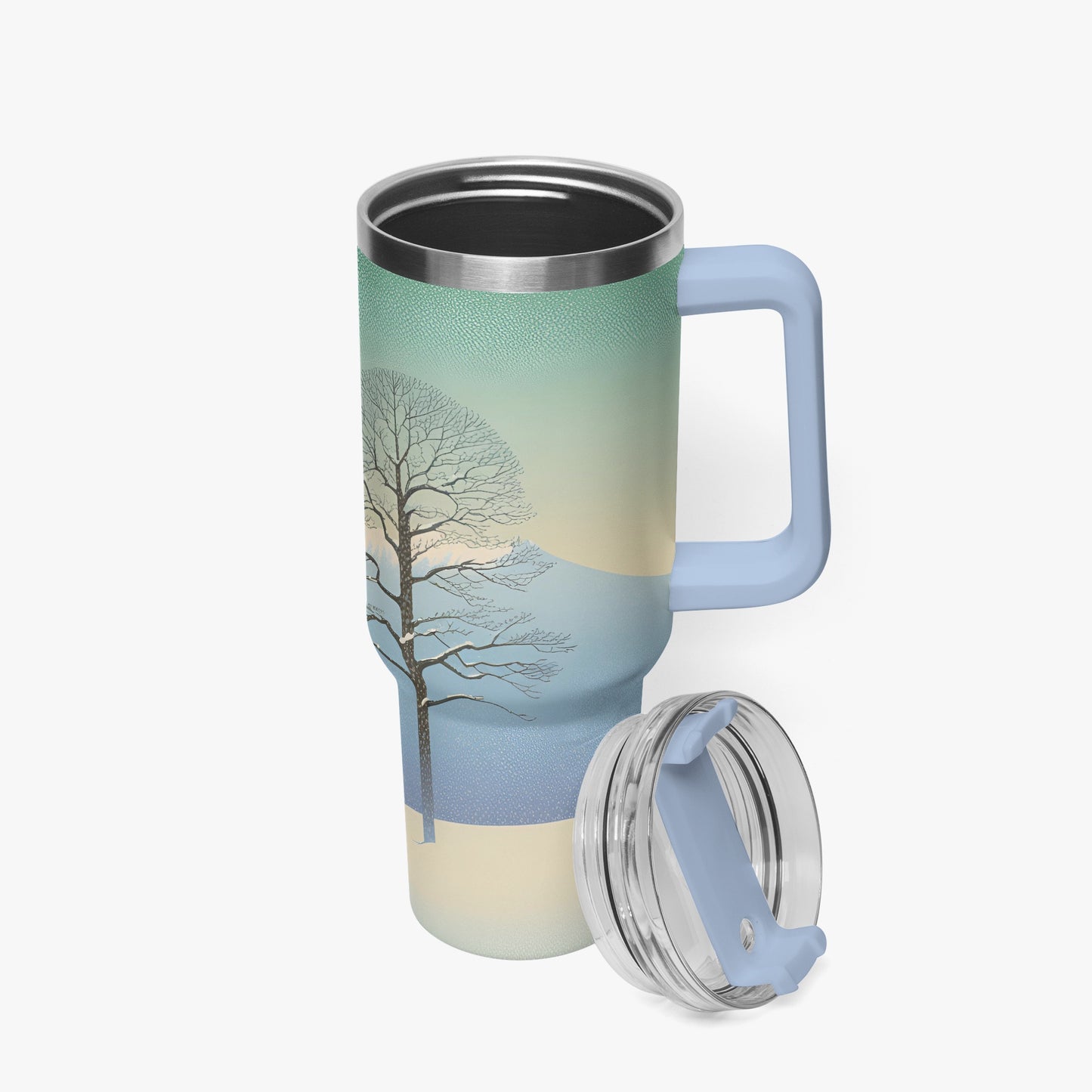 Winter's Solitude Tumbler Cup light blue Handle