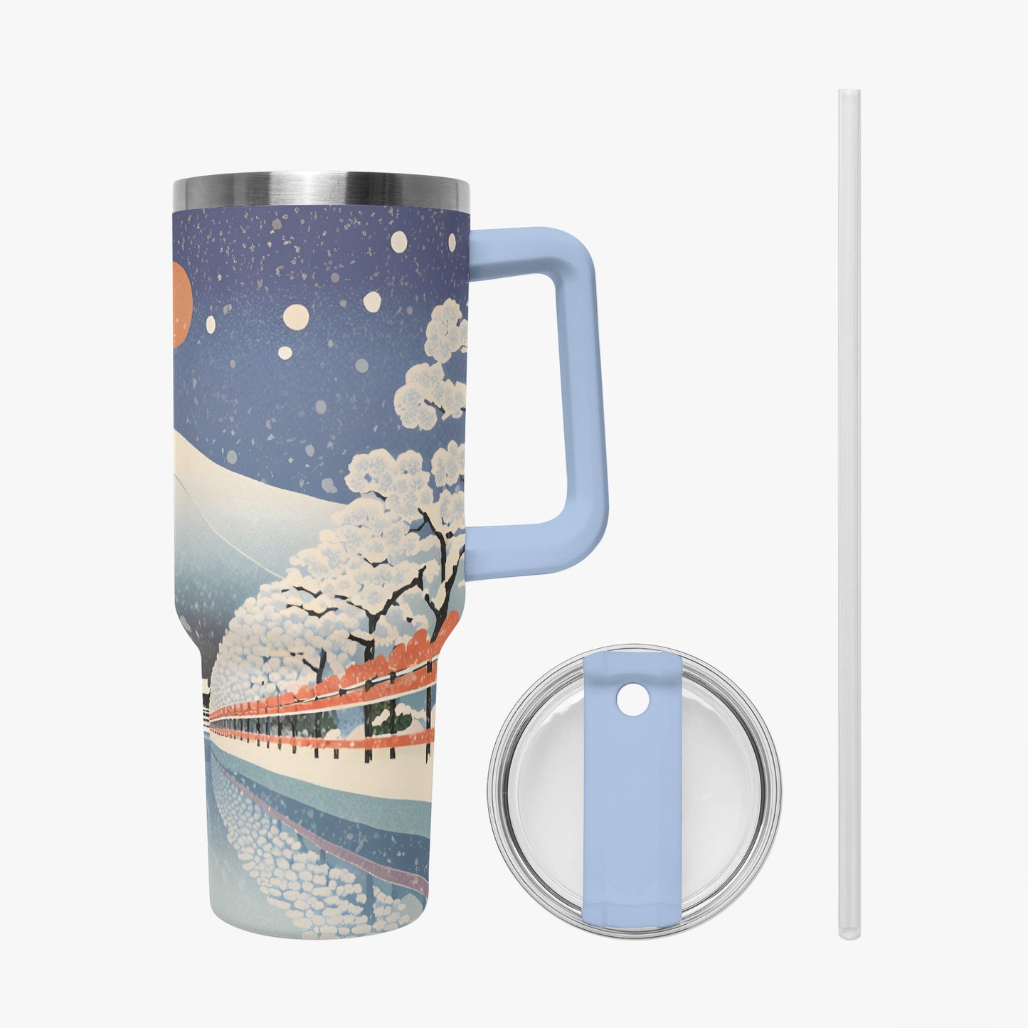 Winter Serenity Tumbler Cup light blue Handle