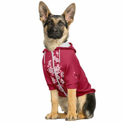 Magenta Sakura Athletic Dog Zip-Up Hoodie