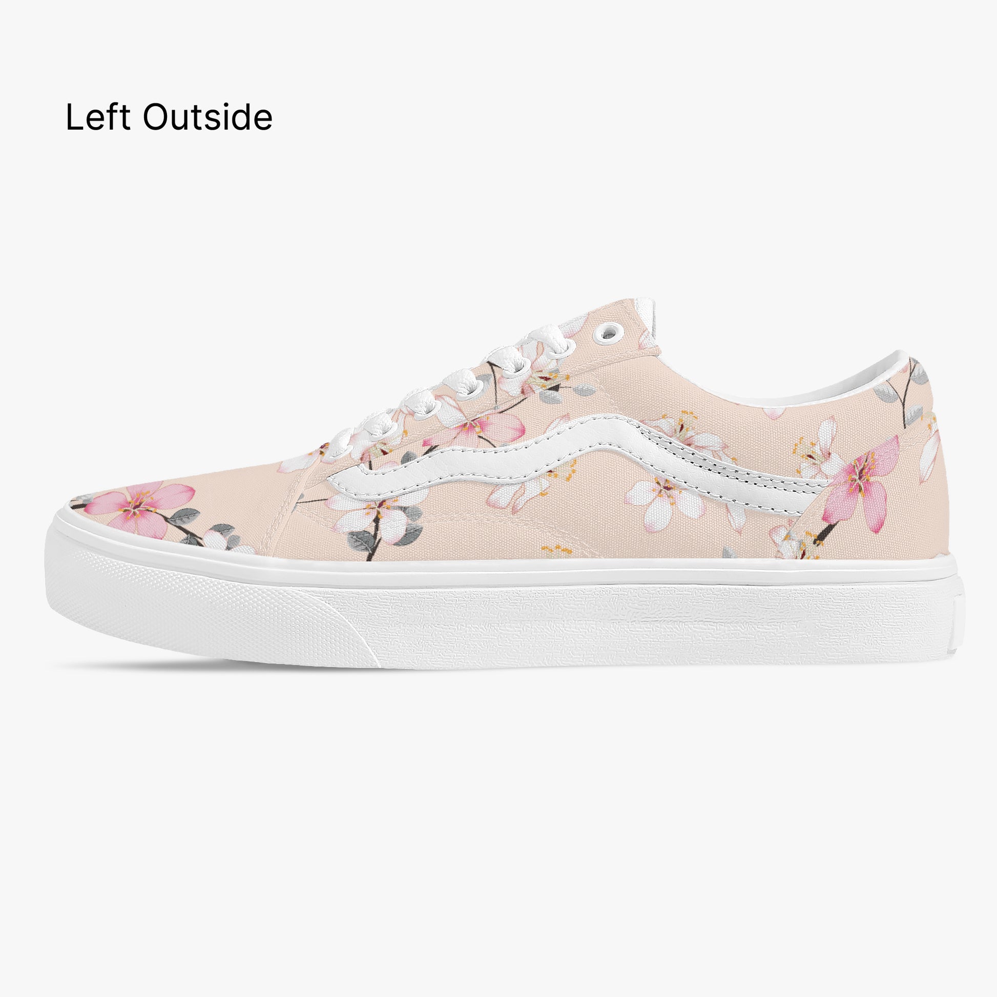 Floral-patterned sneaker on a white background