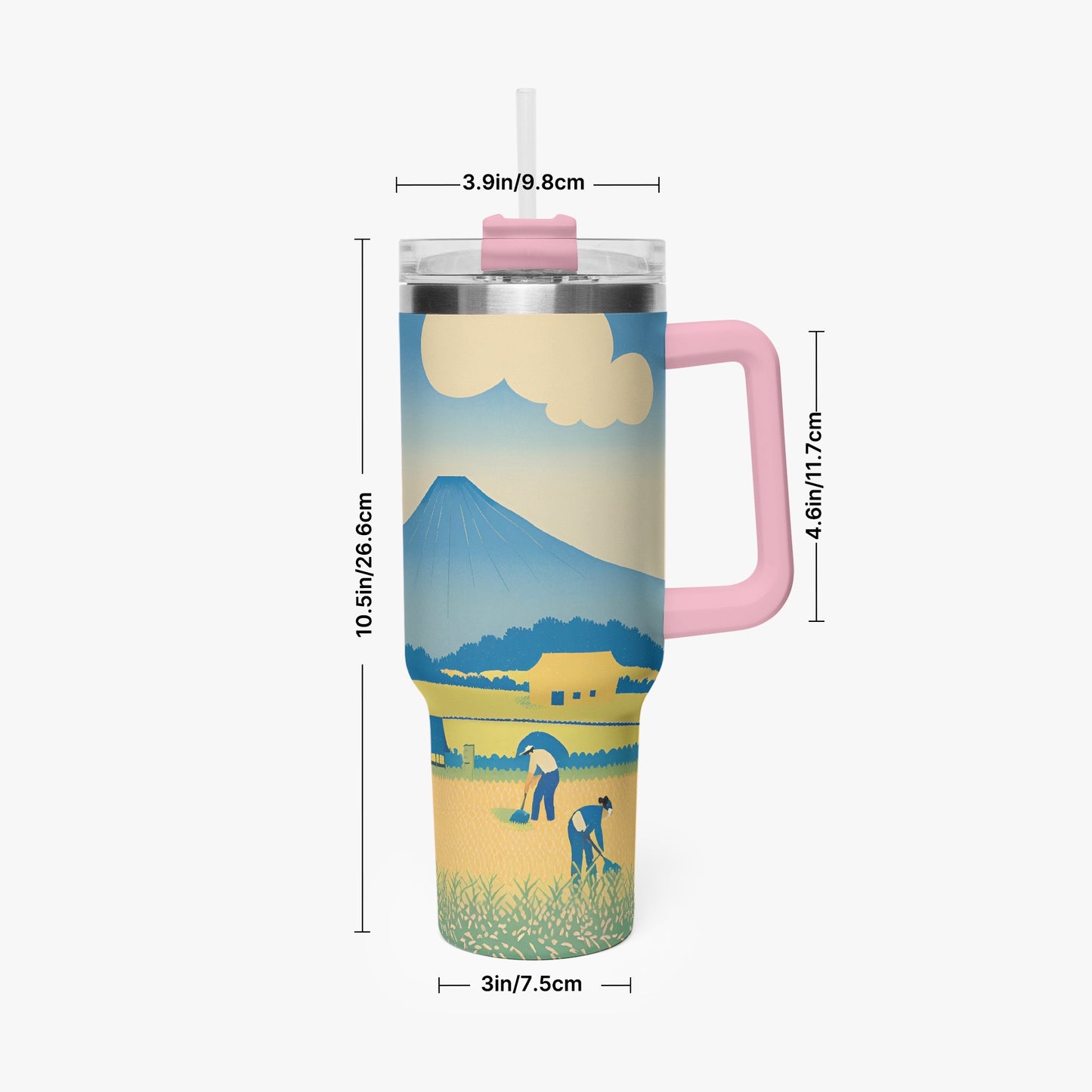 Golden Fields Tumbler Cup Pink Handle