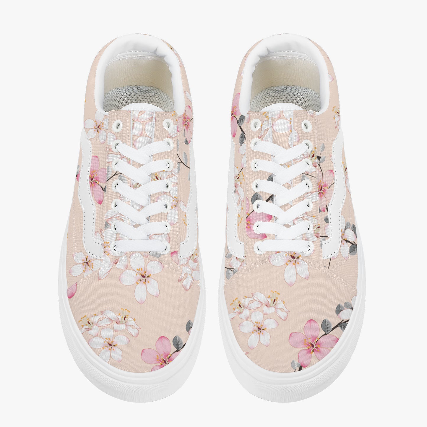 Floral patterned sneakers on a white background