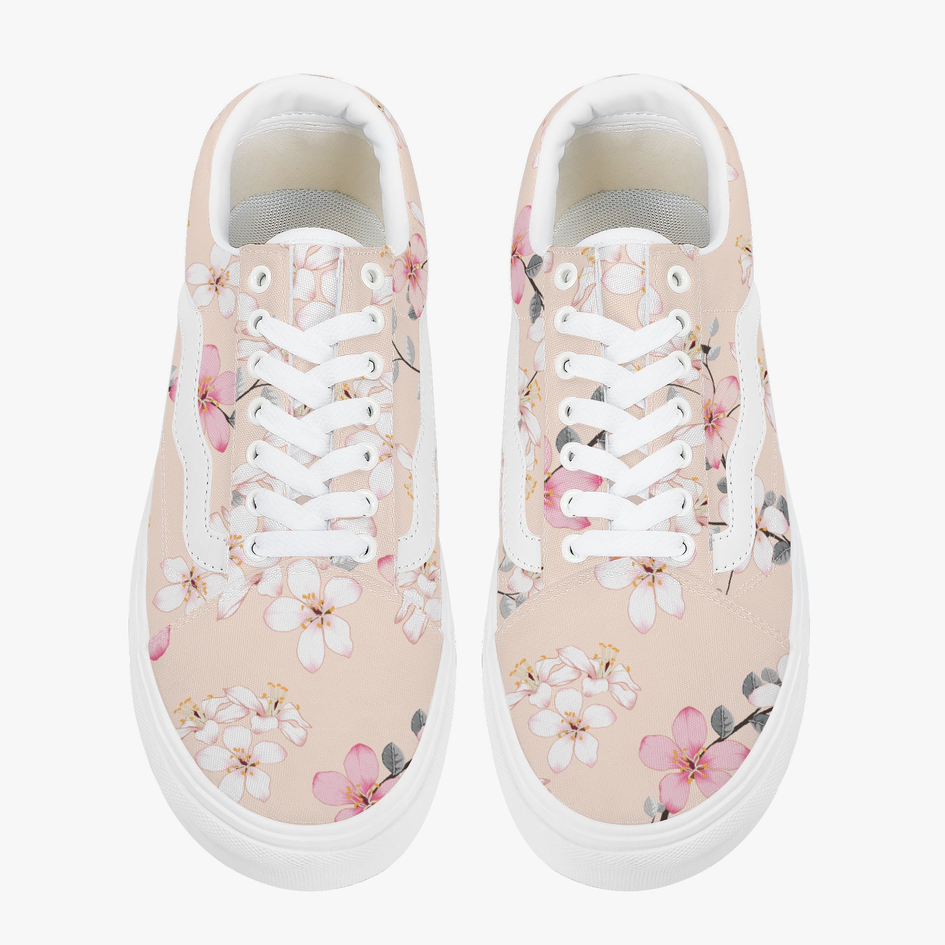 Floral patterned sneakers on a white background