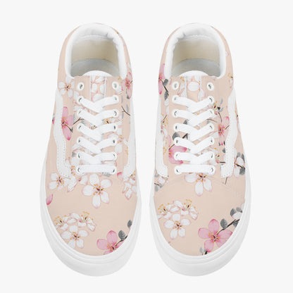 Floral patterned sneakers on a white background
