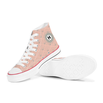 Hibiya Line High Top Canvas Shoes - Pink and Grey