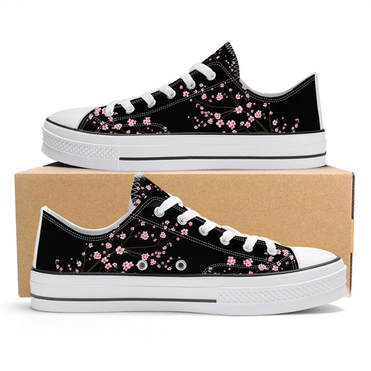 2024 Black Sakura Classic Low Top Canvas Shoes