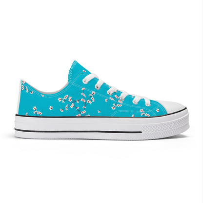 Blue Sakura Buds Low Top Canvas Converse Style Shoes