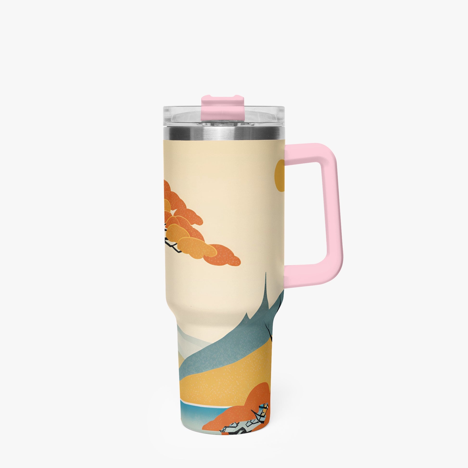 Autumn Majesty Tumbler Cup Pink Handle