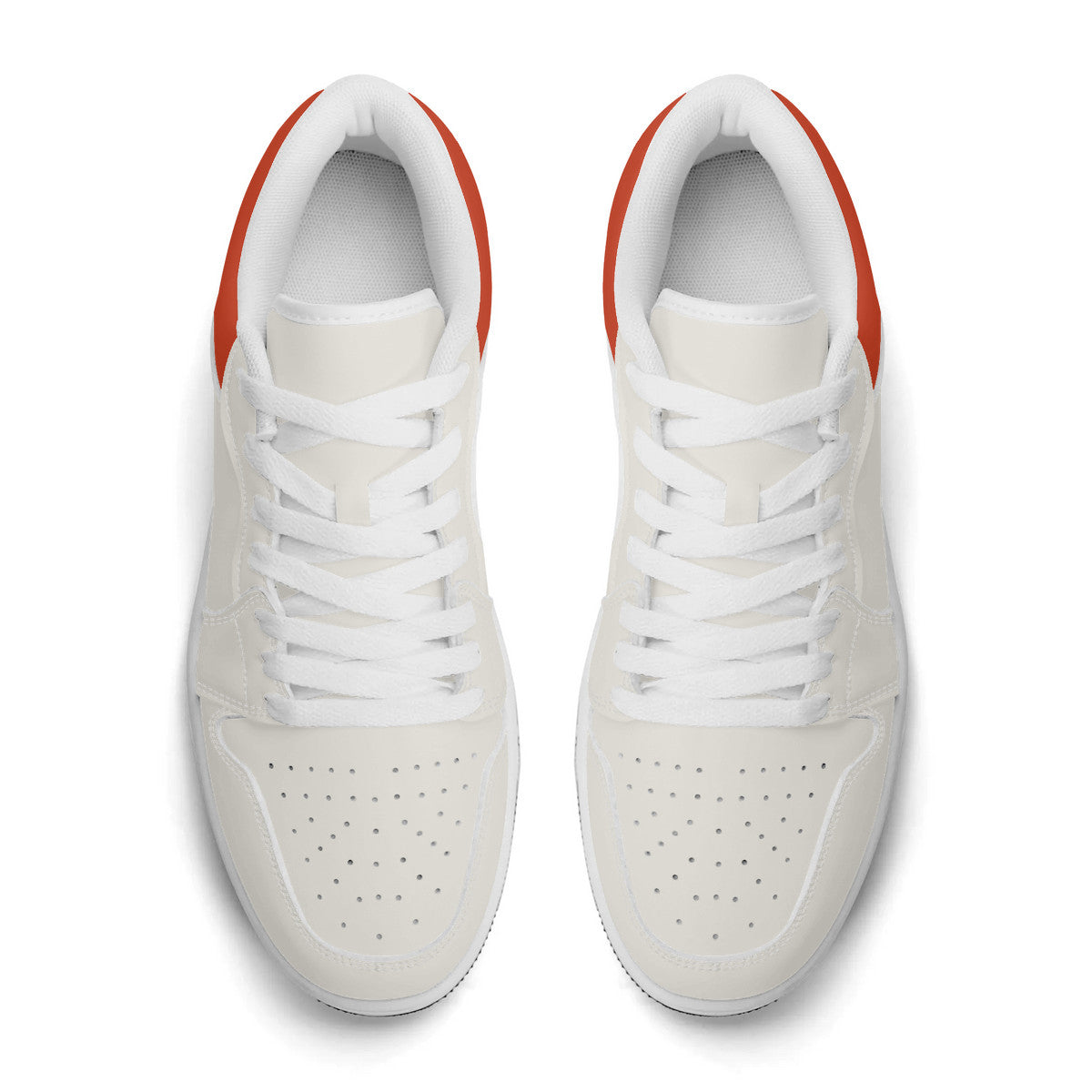 White sneakers with red accents on a white background