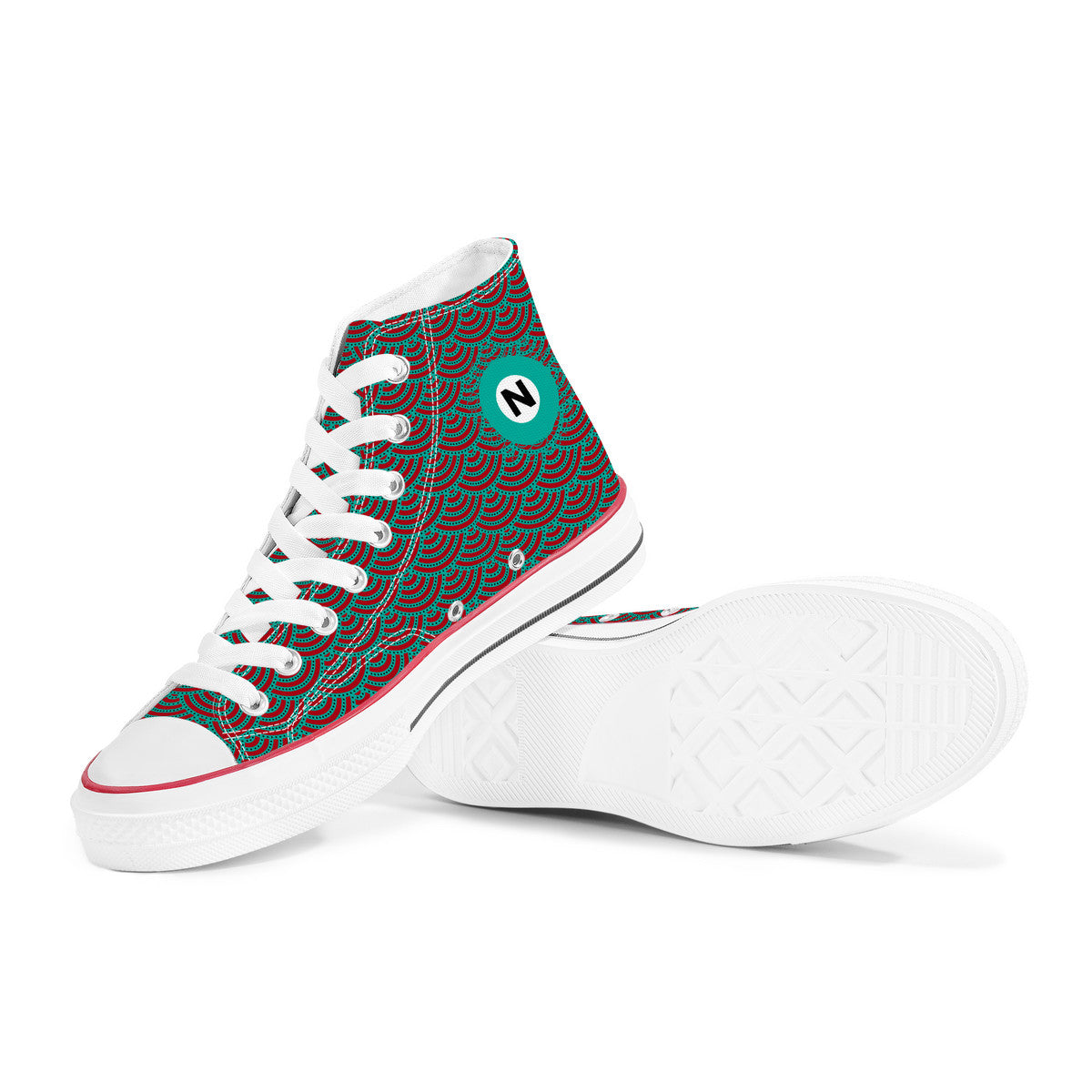 Namboku Line High Top Canvas Shoes - Red and Green