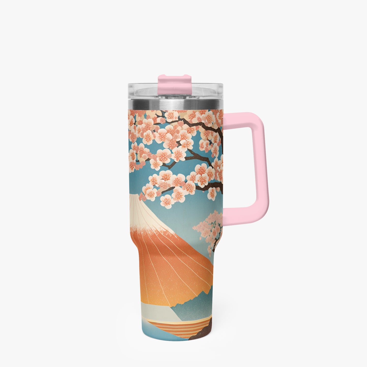 Cherry Blossom Majesty Tumbler Cup Pink Handle