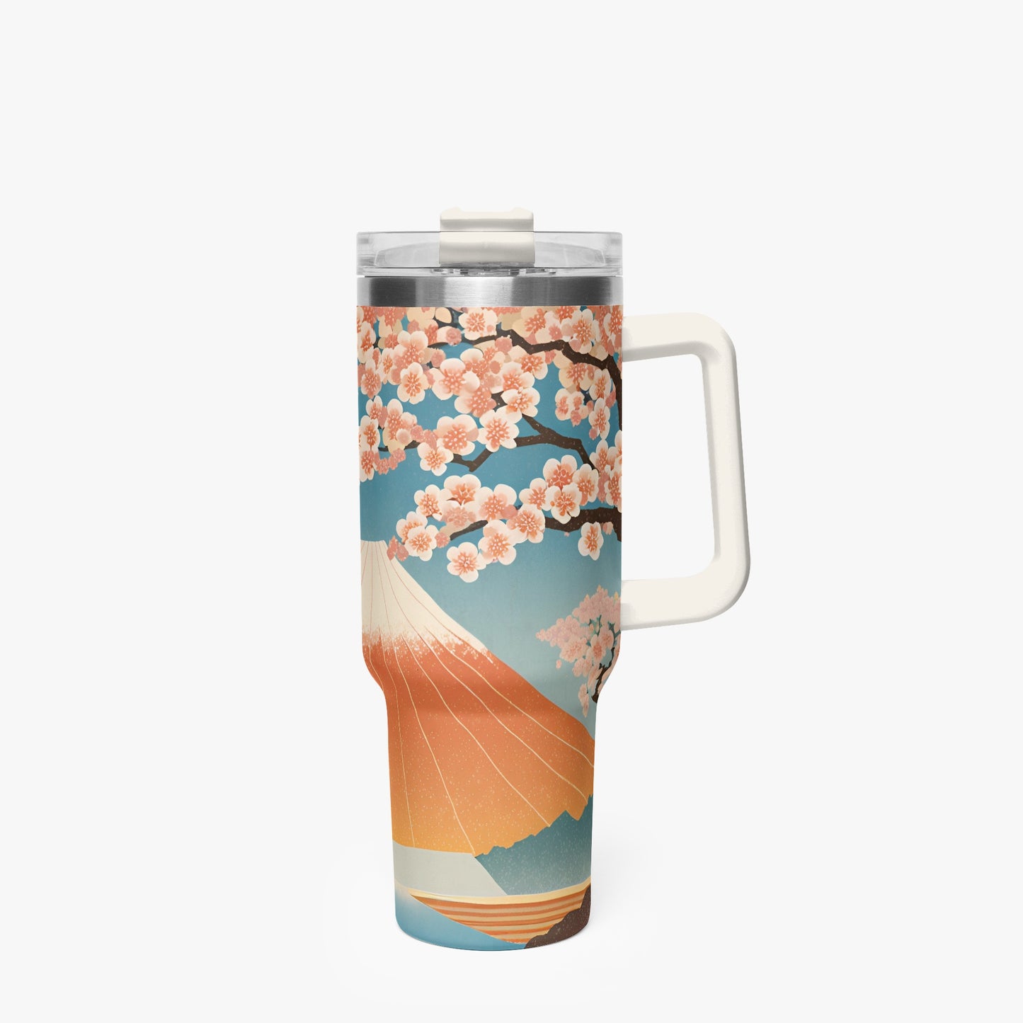 Cherry Blossom Majesty Tumbler Cup White Handle