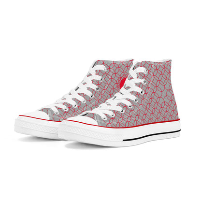 Marunouchi Line High Top Canvas Shoes - Red and Grey