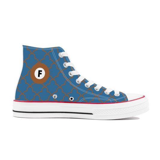 Fukutoshin Line High Top Canvas Shoes - Blue and Brown