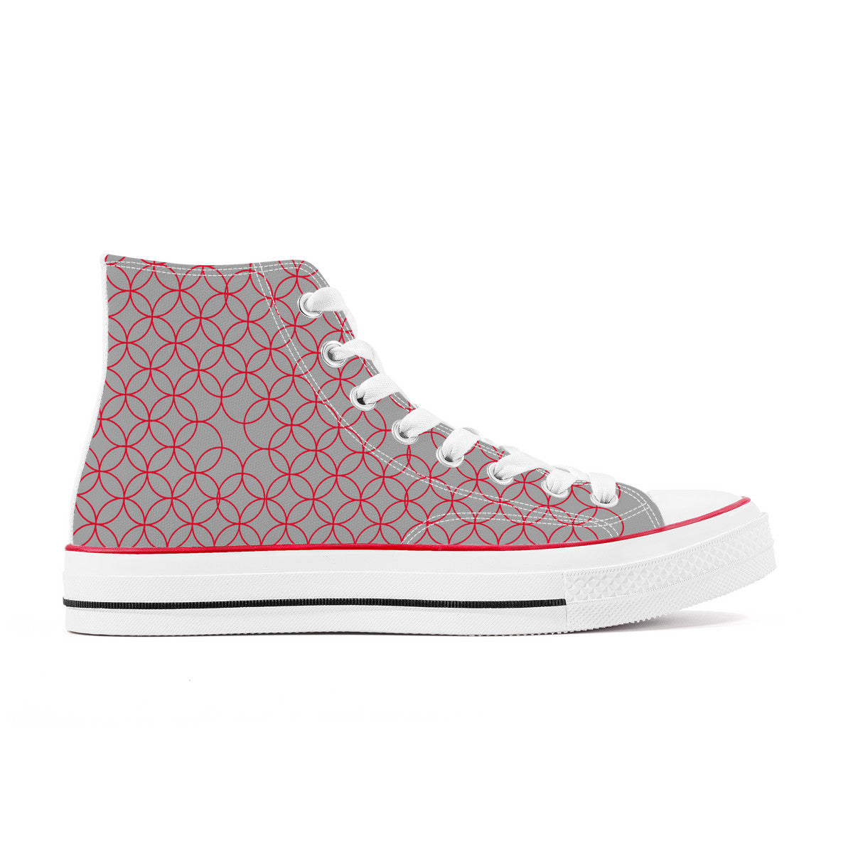 Marunouchi Line High Top Canvas Shoes - Red and Grey