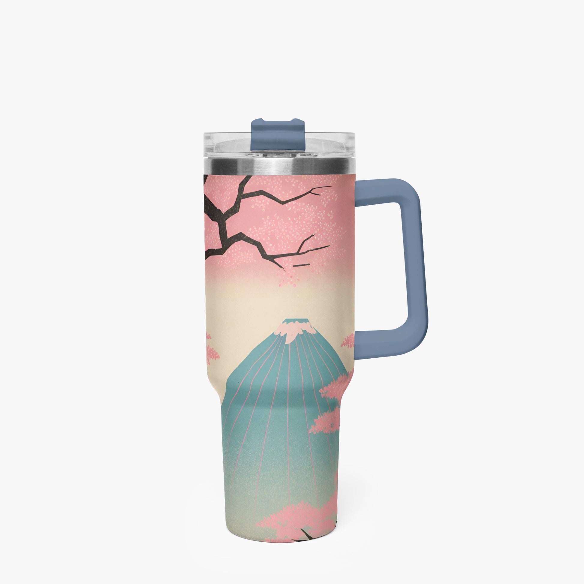 Fuji Dreams Car Tumbler Cup Blue Handle