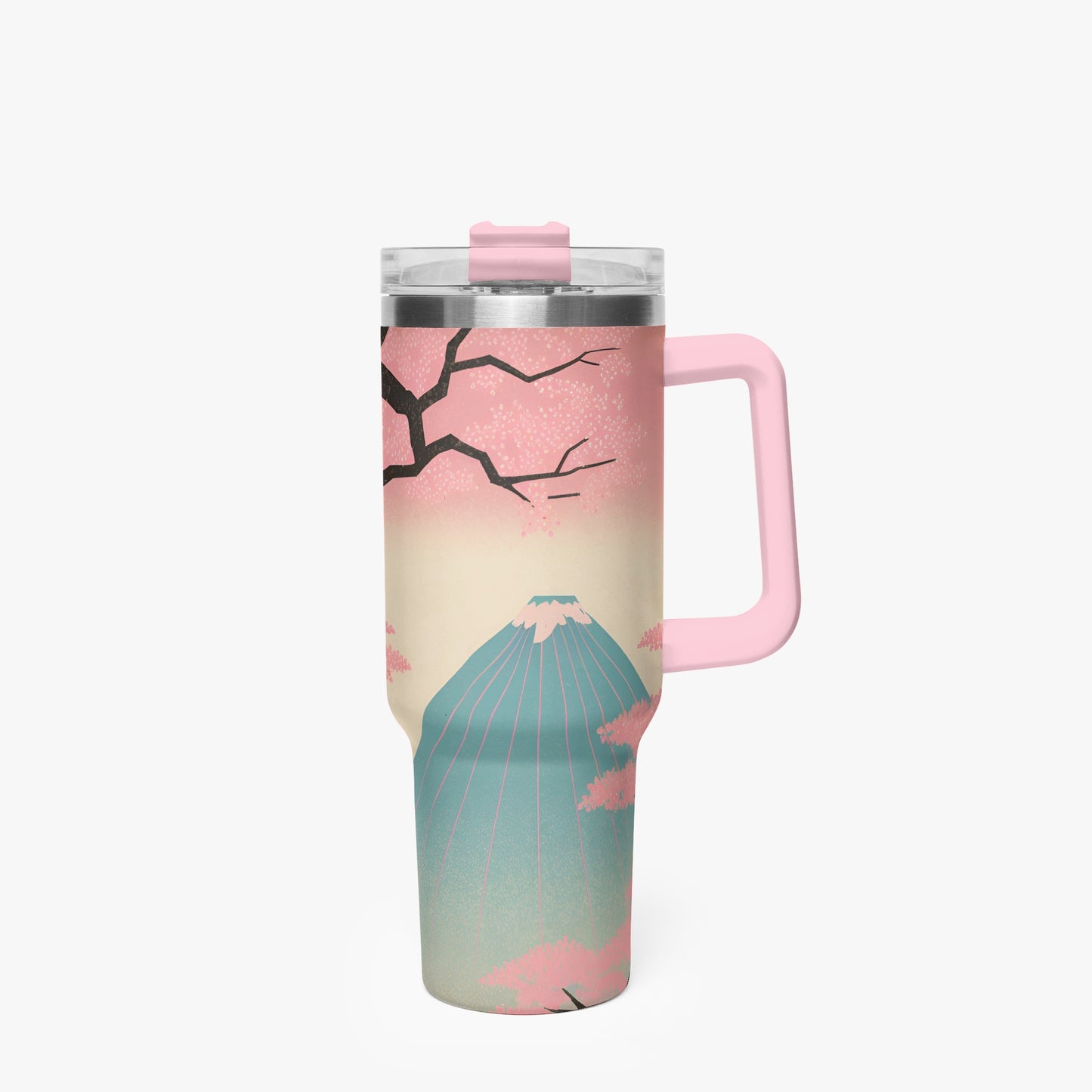 Fuji Dreams Car Tumbler Cup Pink Handle